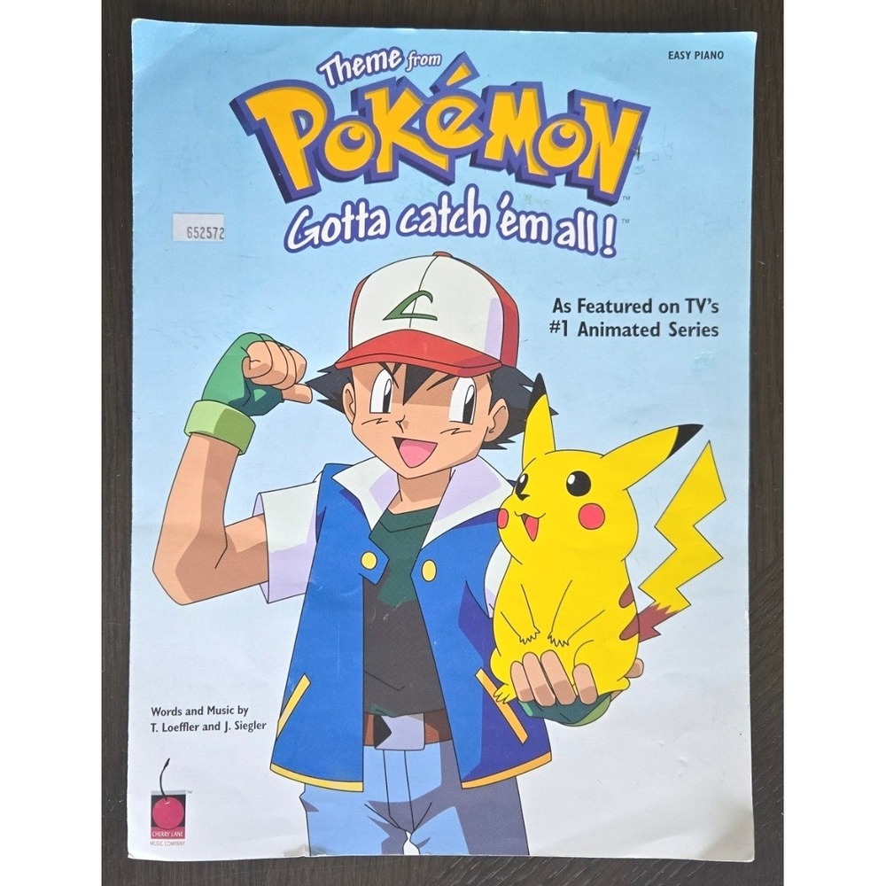 Vintage 1999 Pokémon Gotta Catch 'Em All Easy Piano Sheet Music Ash Pikachu
